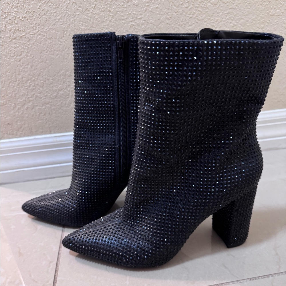 DSW Black Rhinestone Ankle Boots